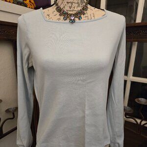 Ann Taylor Square Neck Long Sleeved Cotton Top, Sz L